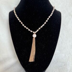 Vera Bradley Elegant Rose Gold and Cream Beaded Necklace